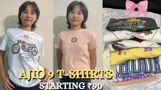 TShirts Starting Just At 90  Ajio TShirts Haul  9 TShirts 🎀 [upl. by Kidder]