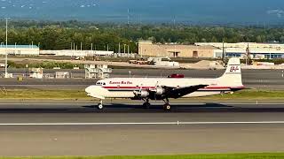 66 years old DC6B of Everts Air Fuel just landed rwy 33 in PANC  Anchorage AK [upl. by Aekal]