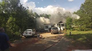 Can explodes inside structure fire and hits fire trucks windshield [upl. by Uis]