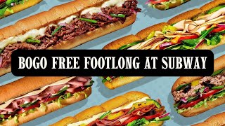 BOGO FREE Footlong Sub at Subway  New Coupon Code [upl. by Annelise21]