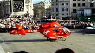 Air ambulance lifting off from Londons Trafalgar Square [upl. by Otila]