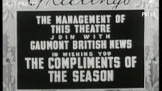 An informational slate bearing Christmas greetings from a British theatre and Gaumont Brit1938 [upl. by Eddy]