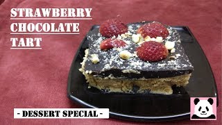 Easy Chocolate Strawberry Tart  No Bake Biscuit Tart Recipe  How to make Strawberry Chocolate Tart [upl. by Thedrick]