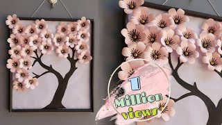 Unique Paper Tree Wall Hanging Craft  DIY Room Decor Craft Ideas  Easy Color paper craft [upl. by Ayotna]