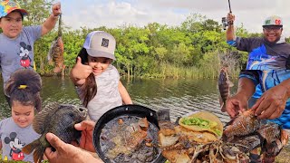 La mejor pesca del año y fritanga ala orilla de rio en familia🐟🐊 [upl. by Levy]