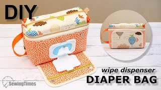 DIY Diaper Bag  How To make a Baby Bag with wipe dispenser sewingtimes [upl. by Maren]