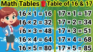 Table of 16 and 17 16 aur 17 ka Table 16 ka Table 17 ka Table Pahada 16 aur 17 tableof16and17 [upl. by Asnerek]