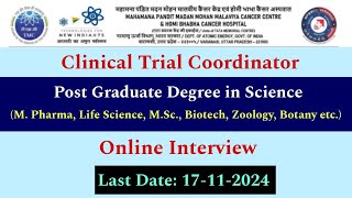 MPharm  PG degree in Science candidates  Online InterviewWalk Interview in TMC VARANASI mpharm [upl. by Aibun]