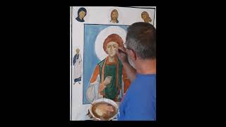 Painting saint Panteleimon timelapse [upl. by Atinrahs]