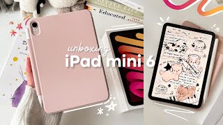 🍓 iPad mini 6 pink unboxing aesthetic✨ apple pencil 2  accessories˚⊹♡ [upl. by Dumond340]