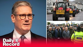 Farmers stage protest over inheritance tax as Keir Starmer speaks at Welsh Labour conference [upl. by Atikihs]