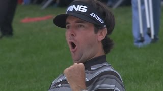 Bubba Watson’s phenomenal eagle hole out from a bunker at HSBC [upl. by Esemaj11]