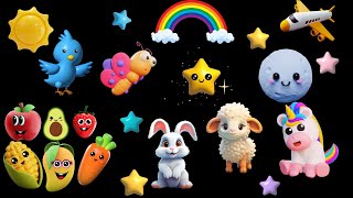 Sensory Video for baby  Colorful Dancing Fruits butterflies and Stars  Gradual Relaxation to Sleep [upl. by Eicyaj44]