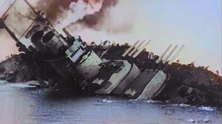 WWI Footage  Colorized amp HD Restoration — Sinking of the SMS Szent István 1918 [upl. by Yluj]