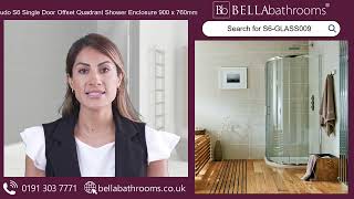 Scudo S6 Single Door Offset Quadrant Shower Enclosure 900 x 760mm  Available at Bella Bathrooms [upl. by Chlores]