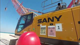 crawler crane Sany 100 how to change engine oil oil filter diesel filter and air filter [upl. by Hallutama]