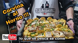 Corvina al horno rellena  receta [upl. by Nyrtak]