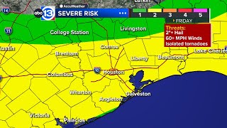 Friday is an ABC13 Weather Alert Day due to risk for large hail and severe storms [upl. by Staffard]