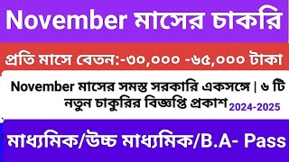 Best 9 Govt Job In November 2024 ফর্মফিলাপ চলছে  November 2024 Jobs  WB Govt Job  WB Vacancyjob [upl. by Nnail]