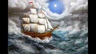 Lost at Sea  Full Acrylic Painting Tutorial Using Only 6 Colors [upl. by Saied153]