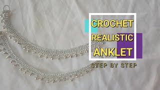 Realistic Silver Crochet Anklet  Crafting Elegance [upl. by Norak]