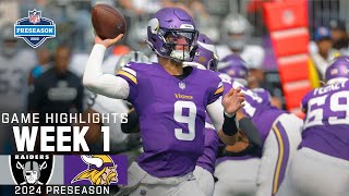 Las Vegas Raiders vs Minnesota Vikings  2024 Preseason Week 1 Game Highlights [upl. by Affer801]