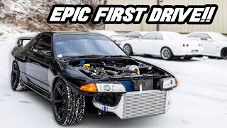 R32 GTR FIRST DRIVE amp REVS SINGLE HKS TURBO RB26 IS EPIC [upl. by Dougy]