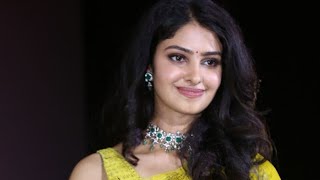 Telugu Actress Manasa Varanasi Images Yellow Saree at Devaki Nandana Vasudeva Movie Trailer Launch [upl. by Rehtul]