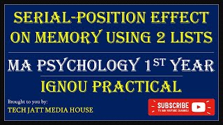 2 Memory Experiment  IGNOU MA Psychology I Year Practical File [upl. by Luapnaej]