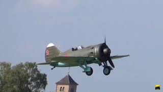 Polikarpov I16 quotDEPRNquot  Testflight with difficult landing 2017 [upl. by Linnell]