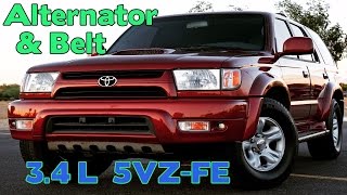 34L 5VZ  FE  Alternator and Belt Replacement  2002 4runner [upl. by Koval307]