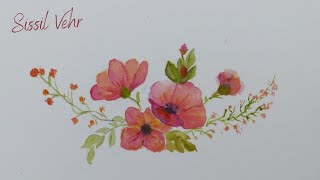 Aquarelle Débutant  des fleurs faciles pour une jolie carte [upl. by Flavian]