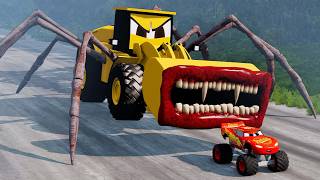 Epic escape from Lightning McQueen Eater Bulldozer Eater Fire Engine EaterBeamNGDrive [upl. by Notlim373]