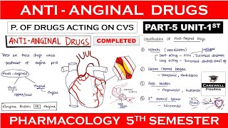 Antianginal drugs complete  Part5 Unit1  Pharmacology 5th Semester [upl. by Adnolay]