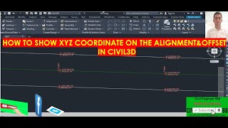 HOW TO SHOW XYZ COORDINATE ON THE ALIGNMENT amp OFFSET IN CIVIL3D in urdu hindi [upl. by Kinsman397]