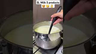 5L milk 🥛 5 products ready homemade 😋 😍 👌 homemade milk cooking recipe busezeynep [upl. by Aicinod111]