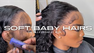 DETAILED SOFT BABY HAIRS TUTORIAL ON LACE WIG [upl. by Ahsilif679]