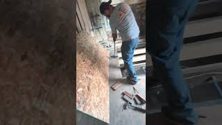 Repair subfloor cut old rotted wood and install new plywood subfloor [upl. by Alica]