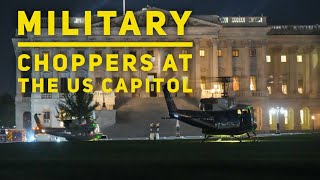 Military and police helicopters land at the US Capitol this evening [upl. by Eyks482]