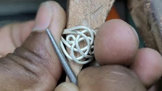 Beautiful twisted silver ring making  How to make twisted ring [upl. by Carlen]