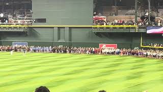 Renex participating in the Dbacks national anthem He was in the maroon shirts group [upl. by Redvers260]