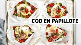 MEDITERRANEAN FISH RECIPE  cod en papillote cod in parchment paper  so easy [upl. by Lorola]