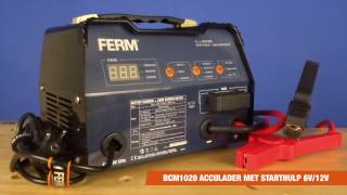 FERM Acculader met starthulp  6V12V  12A  BCM1020 [upl. by Hortensa]