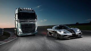 Volvo Trucks  Volvo Trucks vs Koenigsegg a race between a Volvo FH and a Koenigsegg One1 [upl. by Iak]