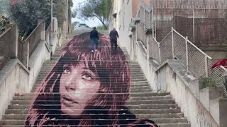 Roma murale per Monica Vitti su una scalinata ai Parioli [upl. by Alaik]