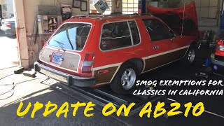 Update On AB210  California Classic Car Smog Test Exemption Bill  Emissions Testing [upl. by Sid906]