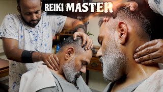 Reiki master performing head massage therapy to relax my Imsomnia and stress 💈IndianBarber 💈ASMR [upl. by Nirhtak]