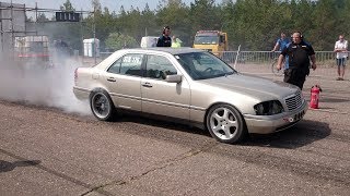 650HP MercedesBenz C220d 30TD OM606 BiT GT2359V  Pro52 14 mile drag race [upl. by Namlak]