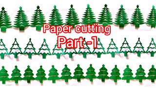 Paper Cutting Design ❄️ How to make paper garland Christmas trees [upl. by Demmy]