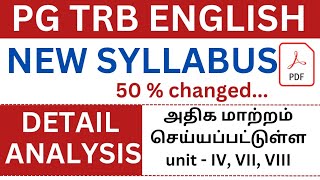 PG TRB ENGLISH NEW SYLLABUS IN DETAIL [upl. by Noynek]